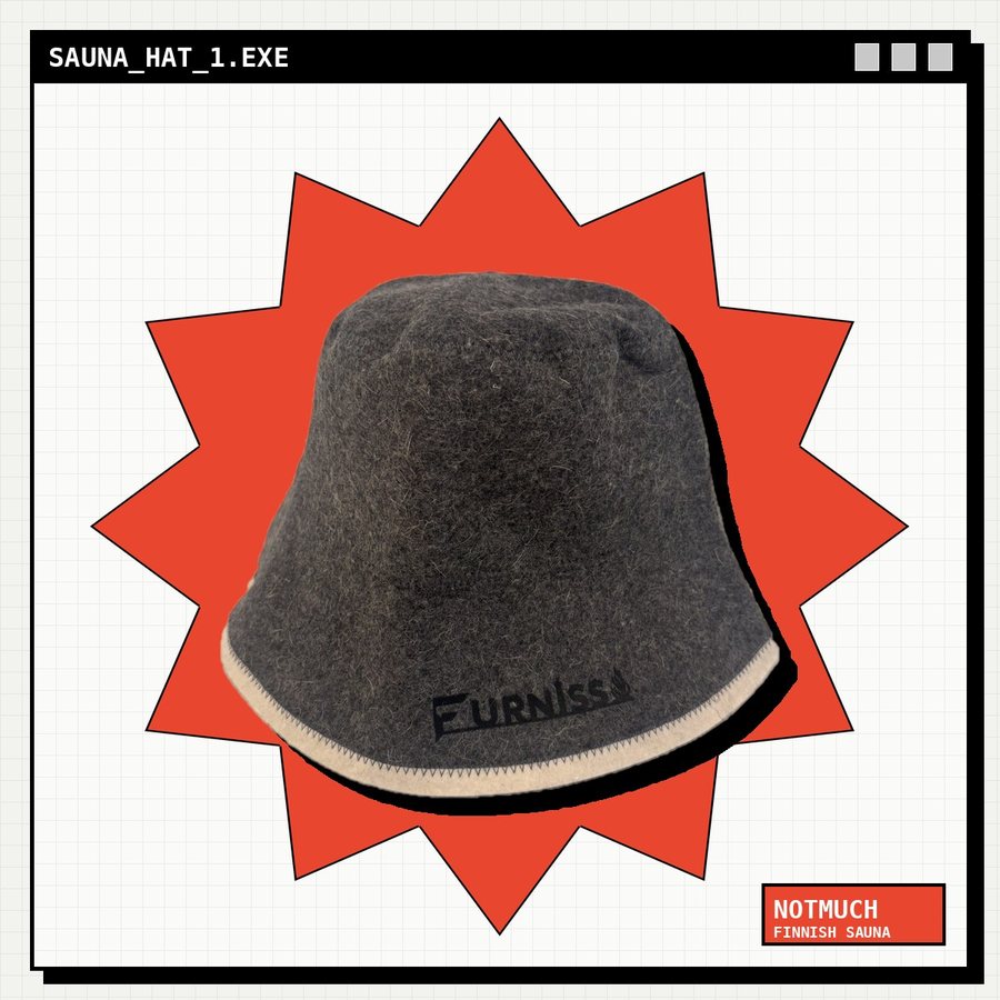 Sauna Hat 1 — Charcoal Felt Bucket, styled