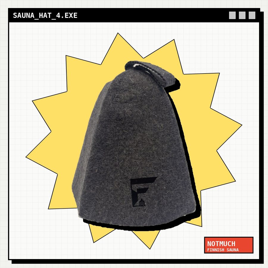 Sauna Hat 4 — Grey Felt Bell, styled
