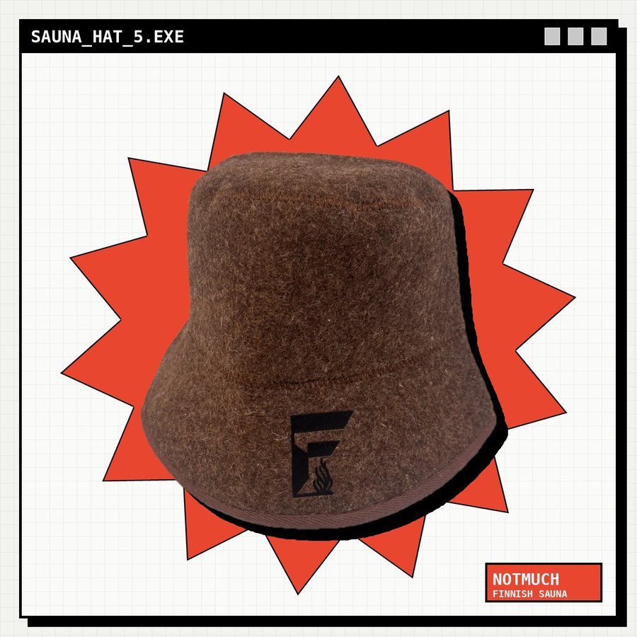 Sauna Hat 5 — Brown Felt Bucket, styled